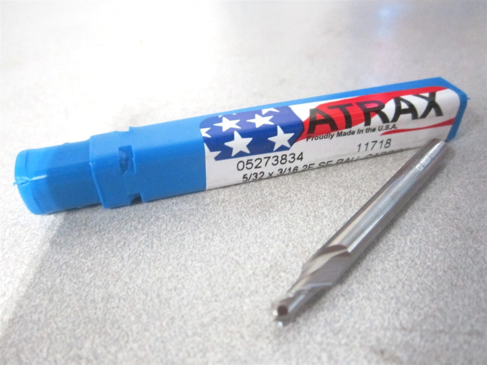 Atrax (05273834) 5/32 x 5/16 x 3/16 x 2" OAL RH 2Fl Solid Carbide Ball End Mill 