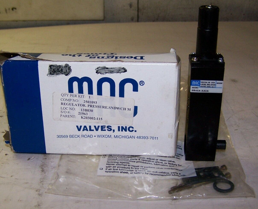 NEW MAC ADJUSTABLE KNOB PRESSURE REGULATOR  PR45A-AA0A