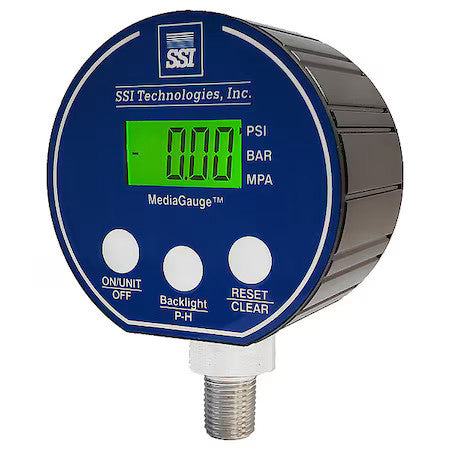 Ssi Mg-30/15-A-9V-R Pressure Gauge, 3 In Dial, 1/4 In Npt, Bottom Location, Abs