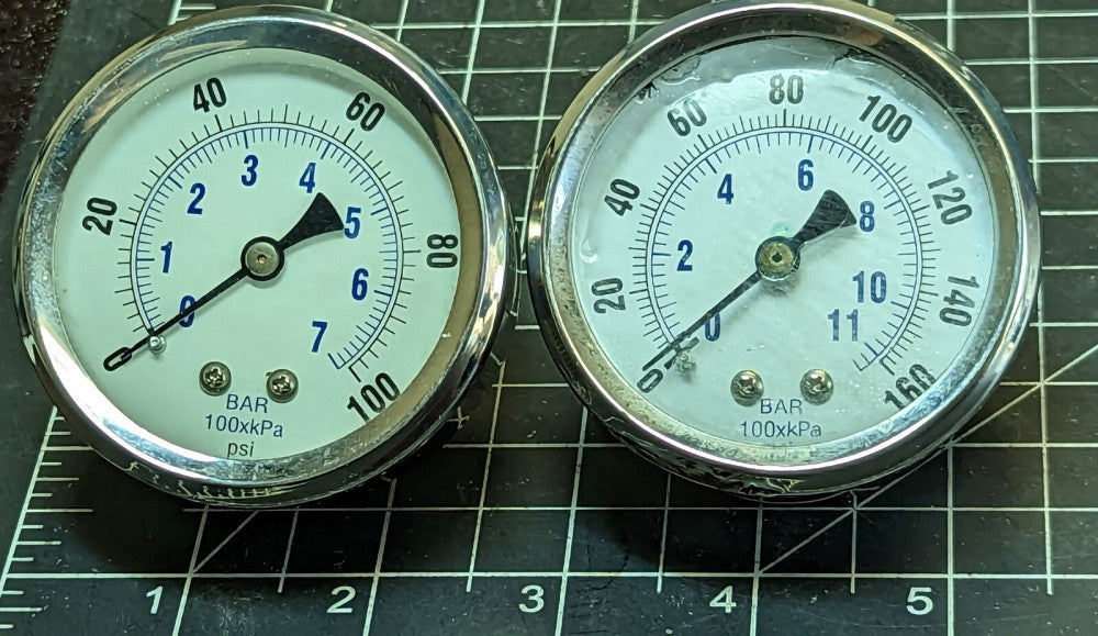 (2) 2 ½” PRESSURE GAUGES 160 BAR & 100 BAR WORKING PULL [OF48]
