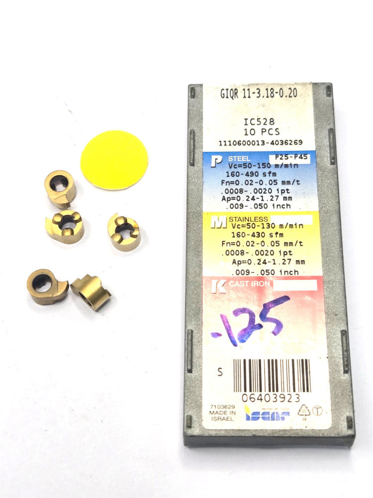 ISCAR*GIQR113.80.20 IC528 *CARBIDE GROOVING INSERT******LOT OF 5