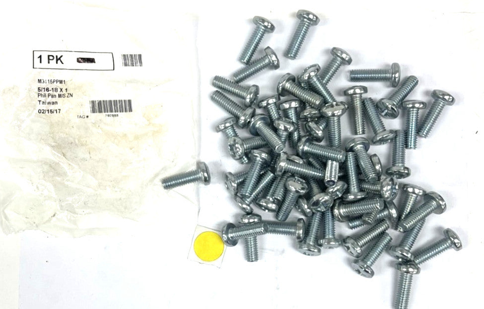 PHILLIPS PAN HEAD MACHINE SCREW BOLT 5/16"-18 X 1" LOT OF 55