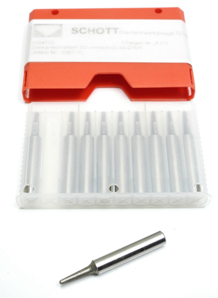 10pcs Schott 506015 Diamond Grinding Pin 02-Conical-GL45-D76H A171 6mm Shank