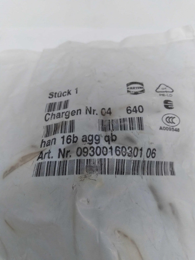 NEW HARTING HAN-16B-AGG-QB Base, Panel Mount 09300160301 06 