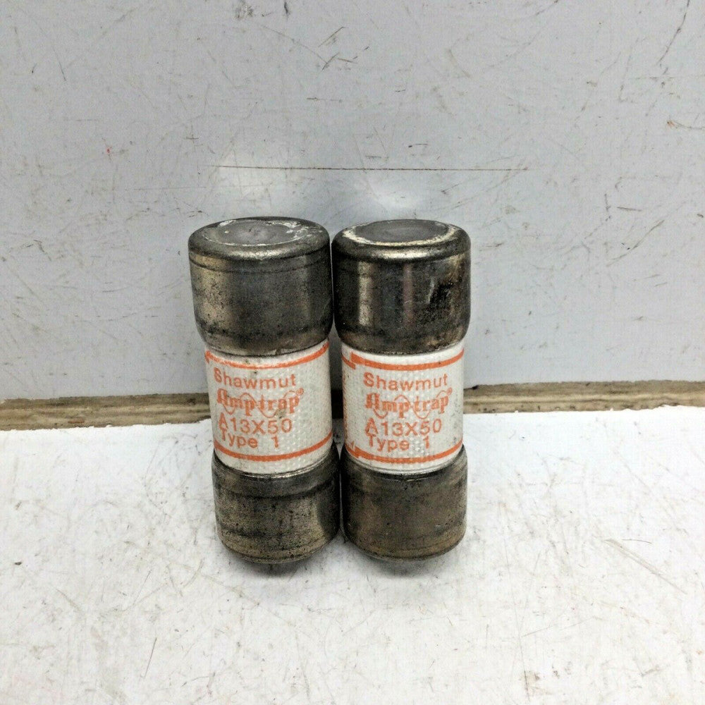 GOULD SHAWMUT A13X50 AMP-TRAP TYPE 1 FUSE 50 AMP 130VAC (LOT of 2)