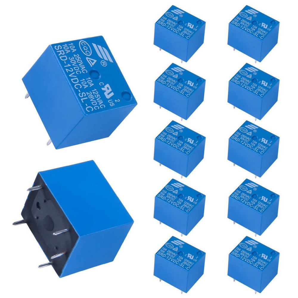12Pcs 12V DC Mini Power Relay Auto PCB Relay SRD-12VDC-SL-C 5 Pins DC PCB Mou...