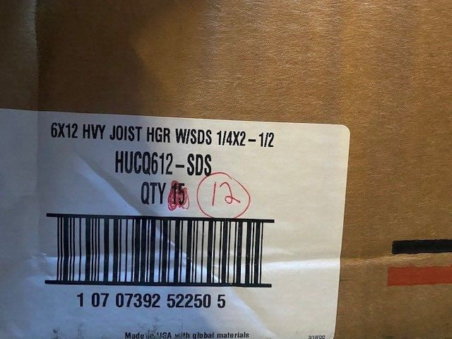 (12 Pack) Simpson Strong-Tie HUCQ612-SDS 6 x 12 Heavy Joist Hanger With Screws