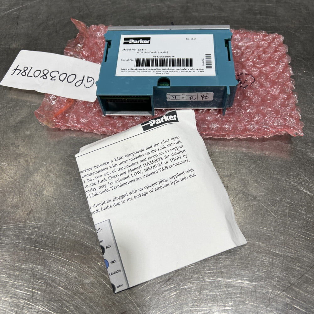 PARKER SSD EUROTHERM DRIVES MODEL: L5311 RTN LINK CARD (ACRYLIC) REV. 3.0 Nos