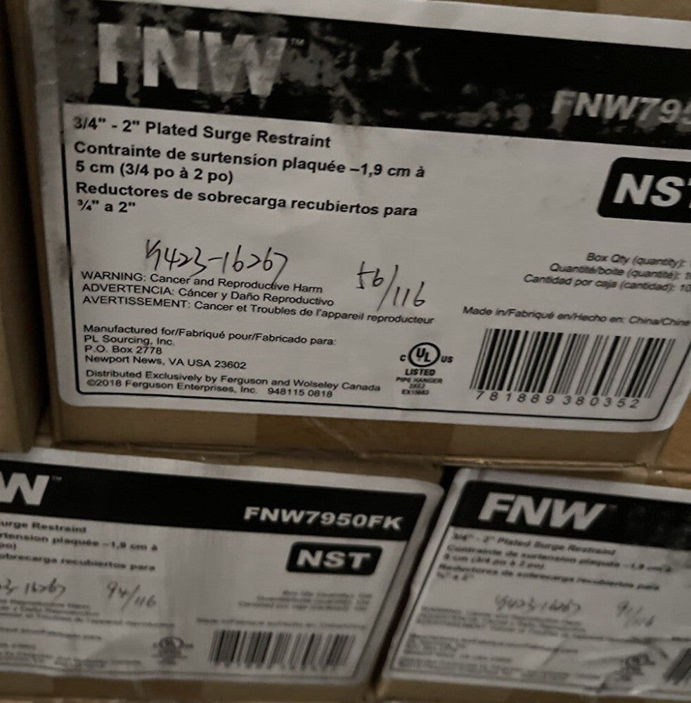 FNW 3/4" - 2" PLATED SURGE RESTRAINT FNW7950FK (100 PC CASE)
