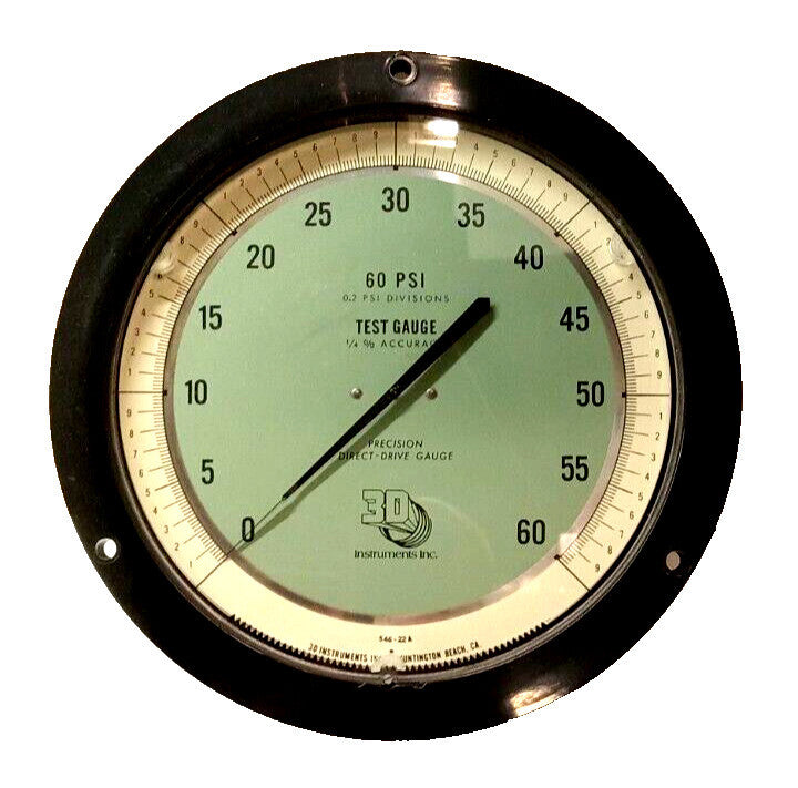 NEW 3D INSTRUMENTS PRESSURE GAUGE 0-60 PSI 1/4" CONNECTION DIAMETER  25546-22B21