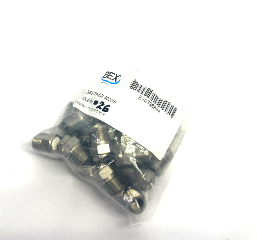Bex 3/8S17WSQ 303SS Multi-Angle Square Cone Jet Spray Nozzle PKG OF 26
