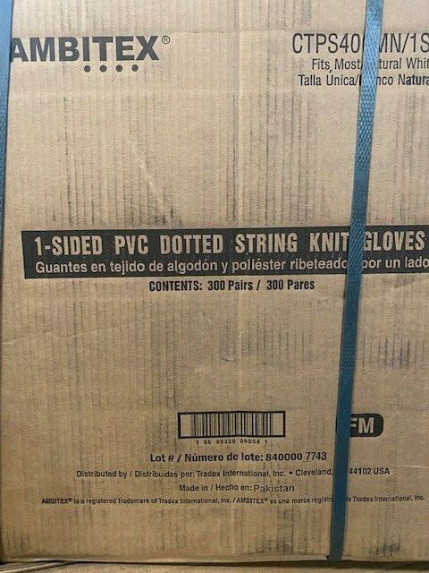 (Case of 300 Pair) Ambitex PVC Coated String Knit Gloves CTPS400MN/1SD