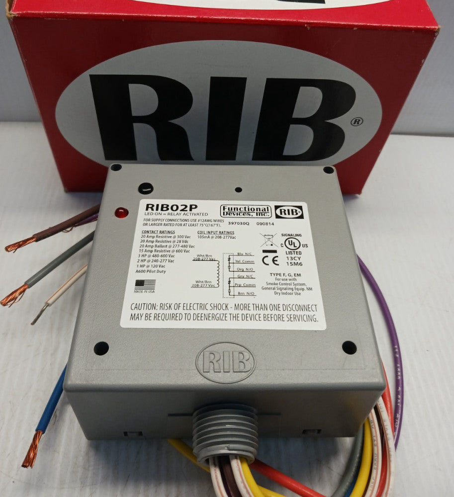New Functional Devices RIB02P Enclosed Relay 208-277 Vac DPDT 20 Amp
