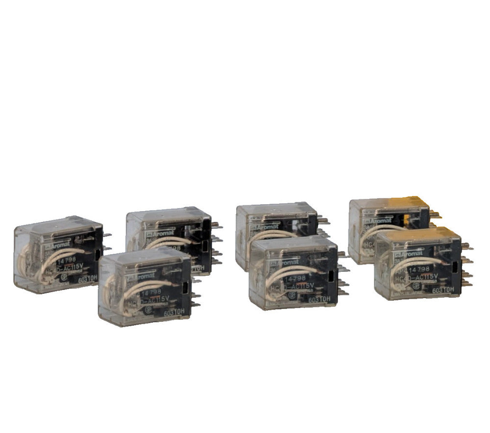 Lot of 7: Aromat HC4D-AC115V Relays, 115VAC, 14-Pin, Made in Japan