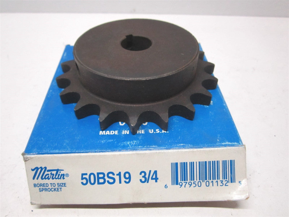 Martin (50BS19) 3/4" 3/16" X 3/32" Keyway 19-Tooth Sprocket 