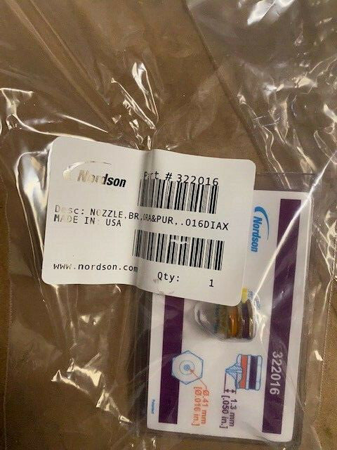(1) Nordson hot melt machine single hole nozzle Nozzle 322016 (NEW)