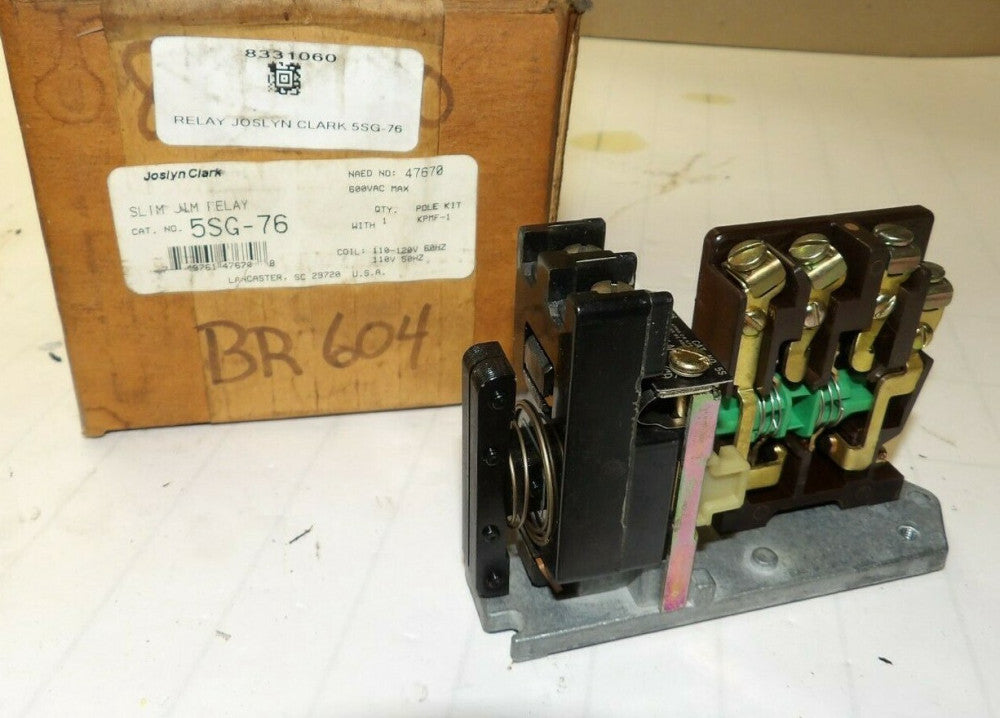 NEW JOSLYN CLARK  5SG-76 SLIM JIM RELAY 600 VAC MAX 120 V COIL KPMF-1 POLE KIT