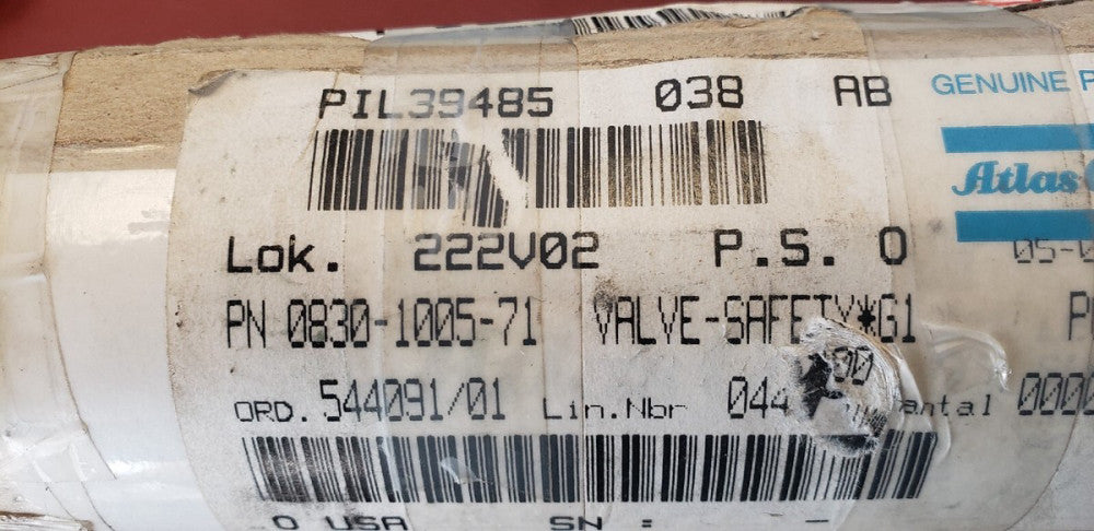NEW Genuine Atlas Copco 0830-1005-71 Safety Valve Atlas Copco Compressors (F1-4C