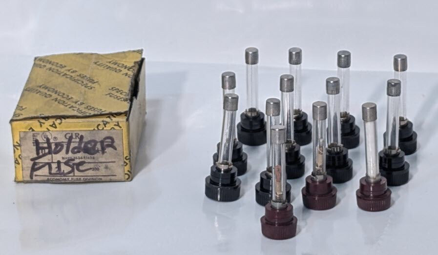 Lot of 13 Fuse Holder Cap,  Black (Qty 10 - GLR-2), Red (Qty 3 - GMF 8/10)