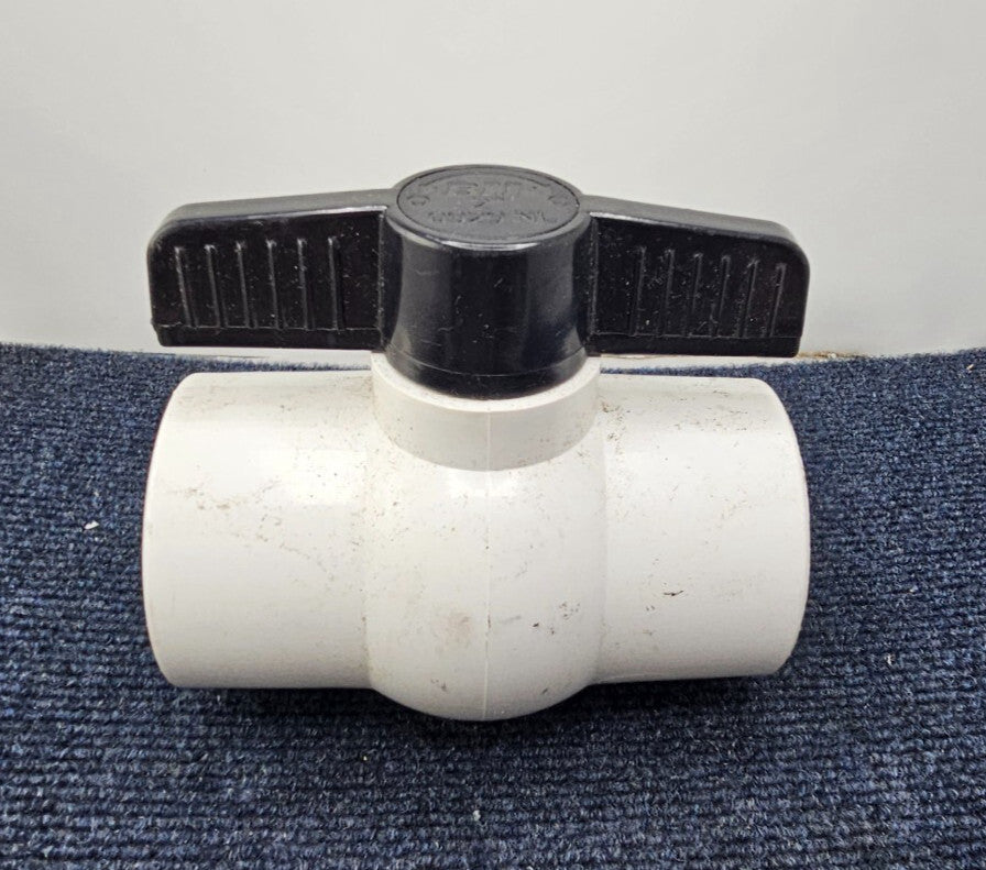 BII 0929 NL 2" PVC Ball Valve Slip Connections White Black