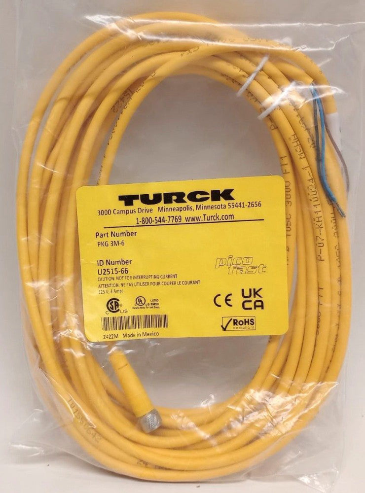 Turck U2515-66 Pico Fast Cordset 6M Length PKG 3M-6