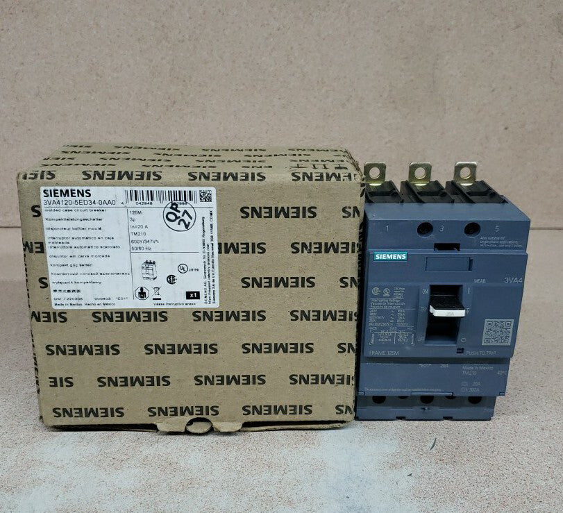 New Old Stock! SIEMENS 3VA4120-5ED34-0AA0 3 Pole 20 AMP Circuit Breaker