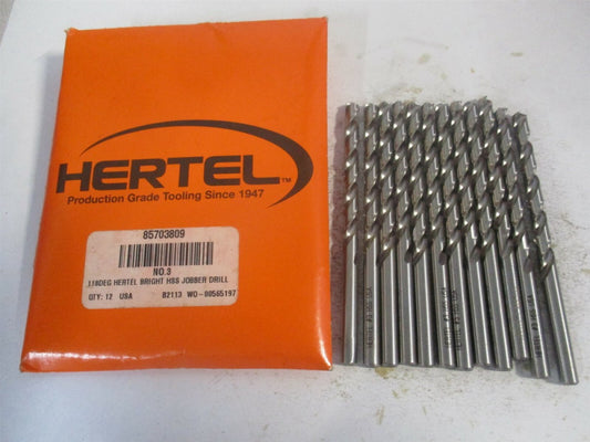 (85703809) #3 x 2-1/2" x 3-3/4" OAL 118° High Speed Steel Jobber Drill - Qty 12