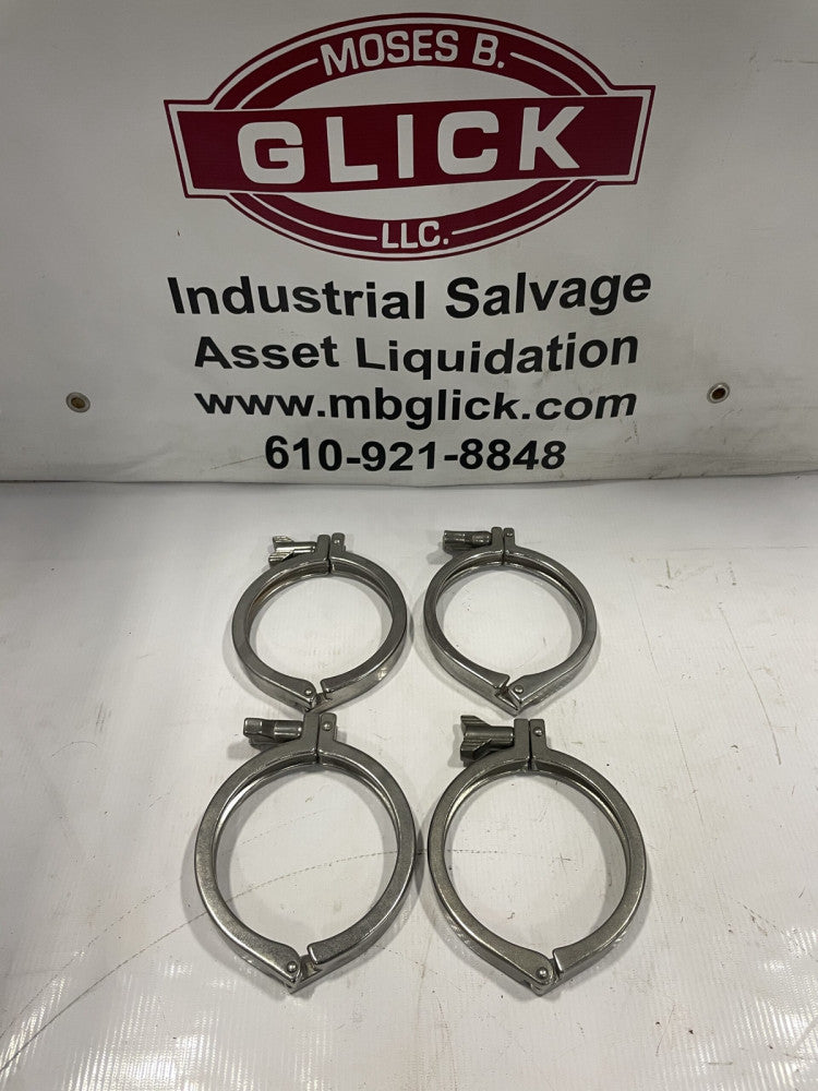 4” Stainless Steel Sanitary Tri-Clover Type Pipe Clamp / Fitting -lot of 4