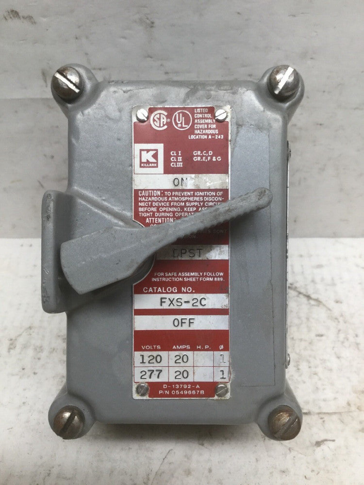 Hubbell Killark FXS-2C SEAL-X Series Factory Sealed Tumbler Switch Controls