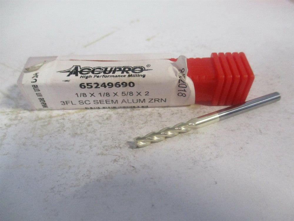 (35012510C5) 1/8" x 5/8" x 1/8" x 2" OAL Solid Carbide 3 Flute Square End Mill 