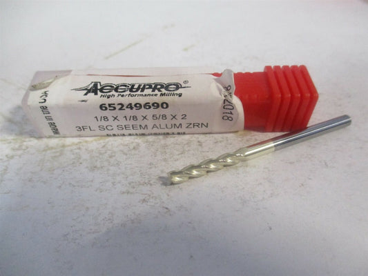 (35012510C5) 1/8" x 5/8" x 1/8" x 2" OAL Solid Carbide 3 Flute Square End Mill 