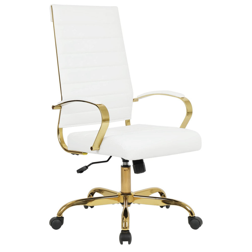 LANDSUN Home Office Chair High Back Executive Chair Ribbed PU Leather Compute...