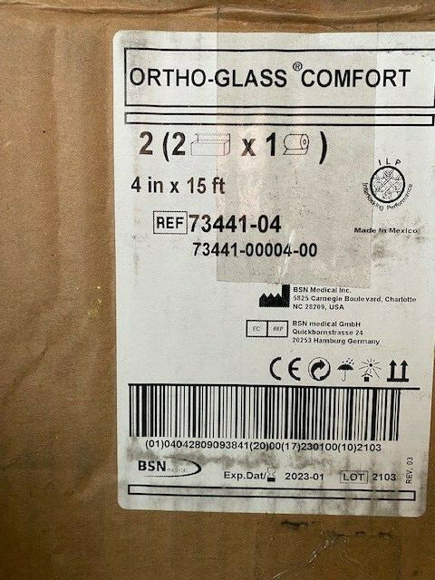 (2 Rolls) BSN 7344104 CASTING, ORTHO GLASS, COMFORT, ROLL, 4"X15', ROLL 
