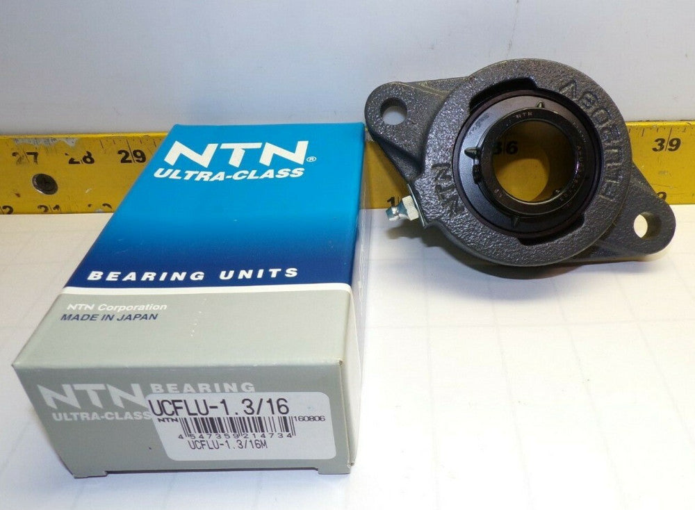 NEW NTN MOUNTED BEARING 2 BOLT FLANGE 1-3/16" BORE  UCFLU-1.3/16