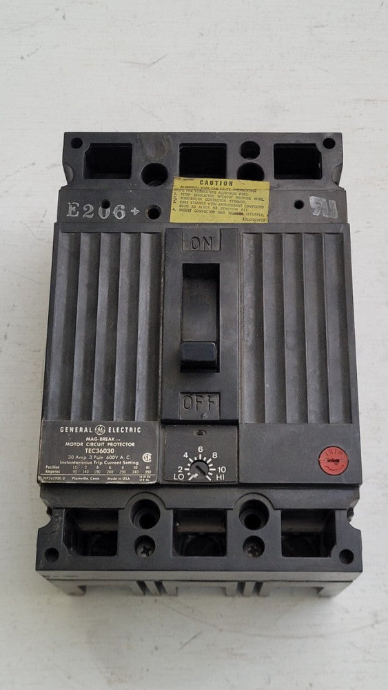 GE TEC36030 30A 3P 600VAC Mag-Break Circuit Breaker