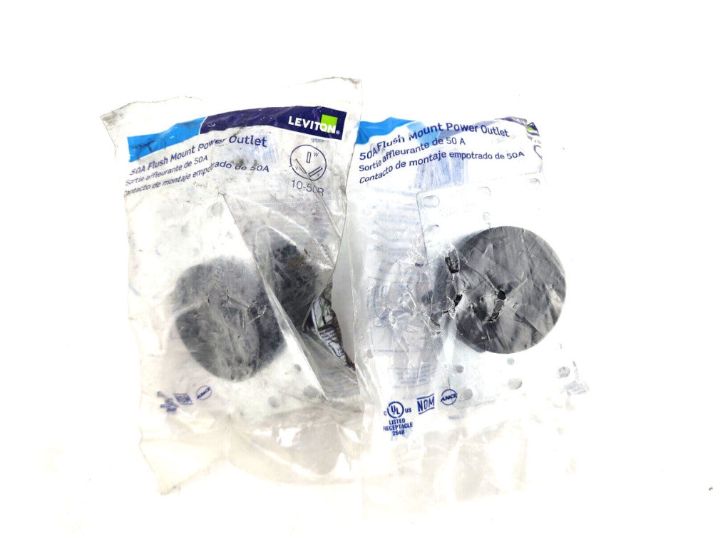 2pcs Leviton 50A 125/250V NEMA 10-50R Flush Mount 5206 Black 3P 3W
