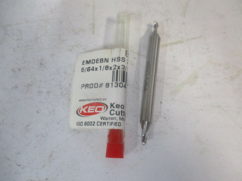 (843-0078) 5/64″ x 1/8″ x 3/16" x 2" OAL 2 Flute High Speed Steel Ball End Mill