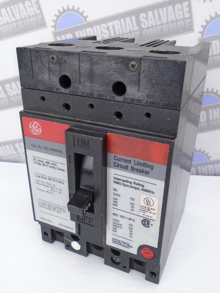 GE - TEL136020WL - 20A Current Limiting CIRCUIT BREAKER - 600VAC 3P 3PH 65kA@480