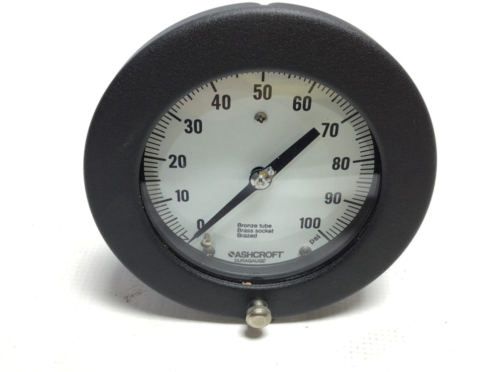 Ashcroft 45 1377AS 02B Pressure Gauge 4-1/2" 0-100PSI Bronze Tube Brass Socket