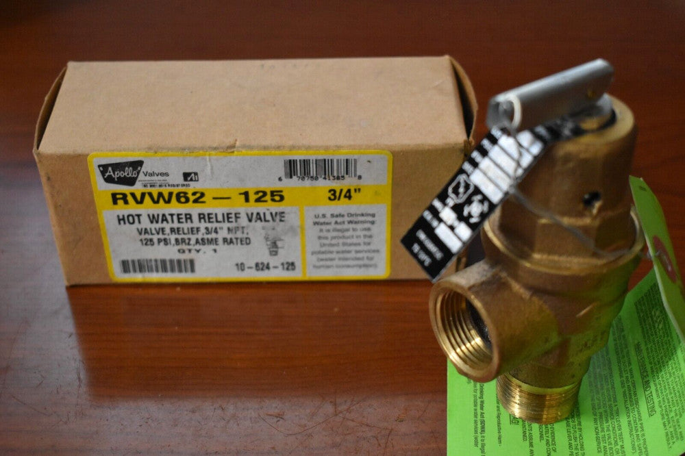 Apollo RVW62-125 Hot Water Relief Valve 3/4" NPT, Bronze, 125 PSI