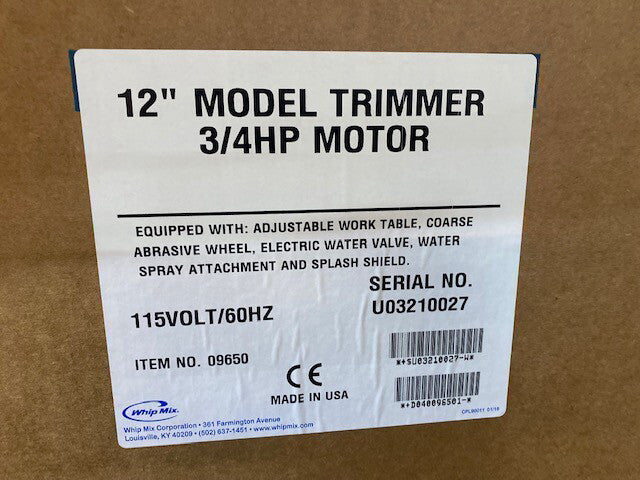 Whip Mix 3/4 HP Wet Model Trimmer 115V With Work Table and Coarse Abrasive Wheel