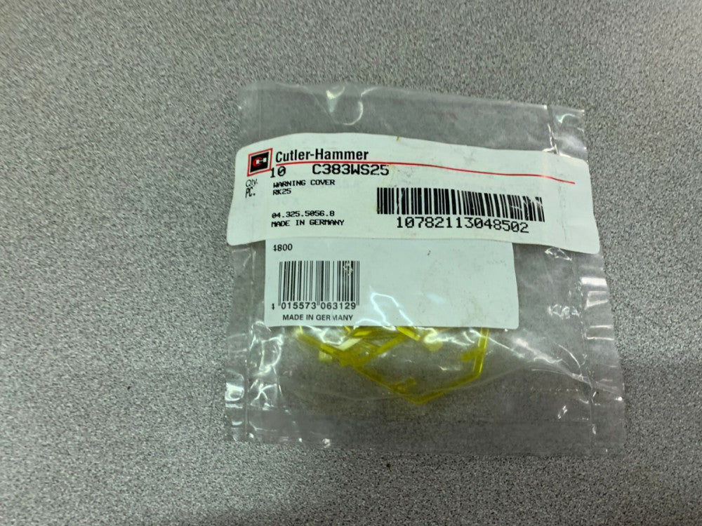 PACK OF 10 NEW IN PACKAGE CUTLER HAMMER WARNING COVERS C383WS25