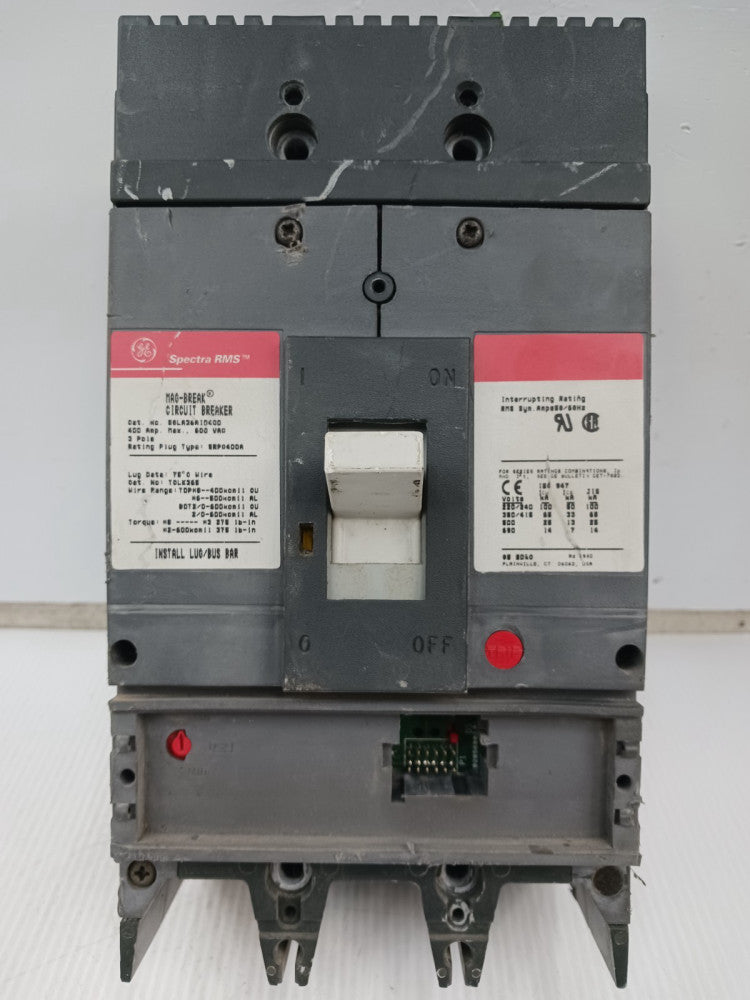 GE 400 Amp Mag-Break Circuit Breaker 3P 600V SGLA36AI0400 W/O Trip Plug