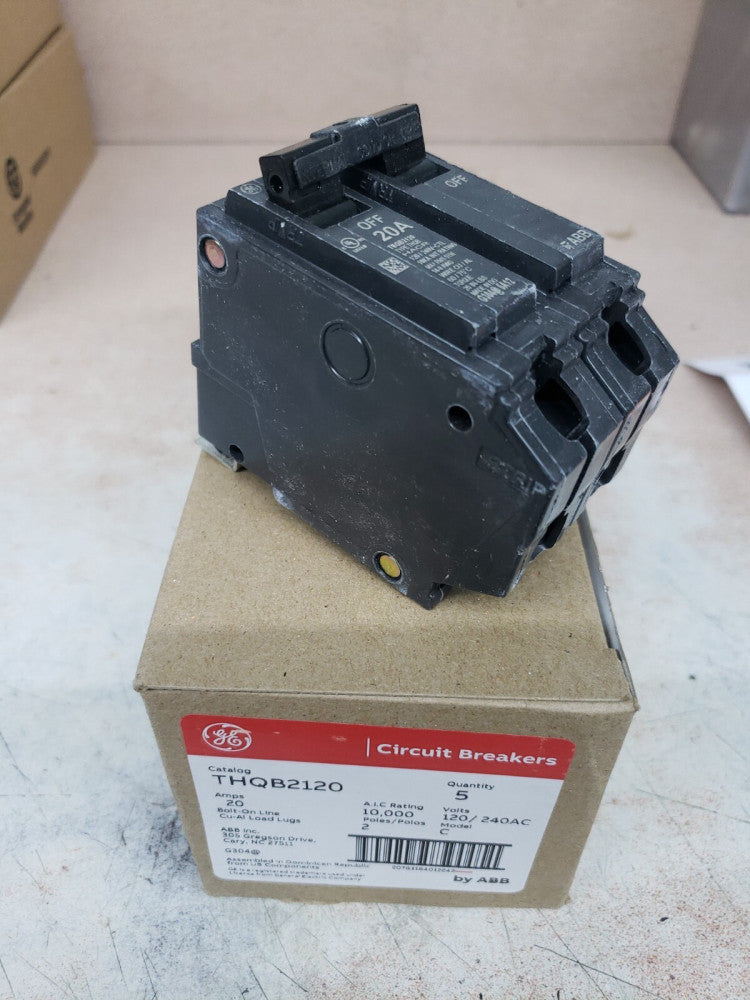 1- NEW GE THQB2120 Bolt-On Circuit Breaker 20A 240V 2P 1PH THQB