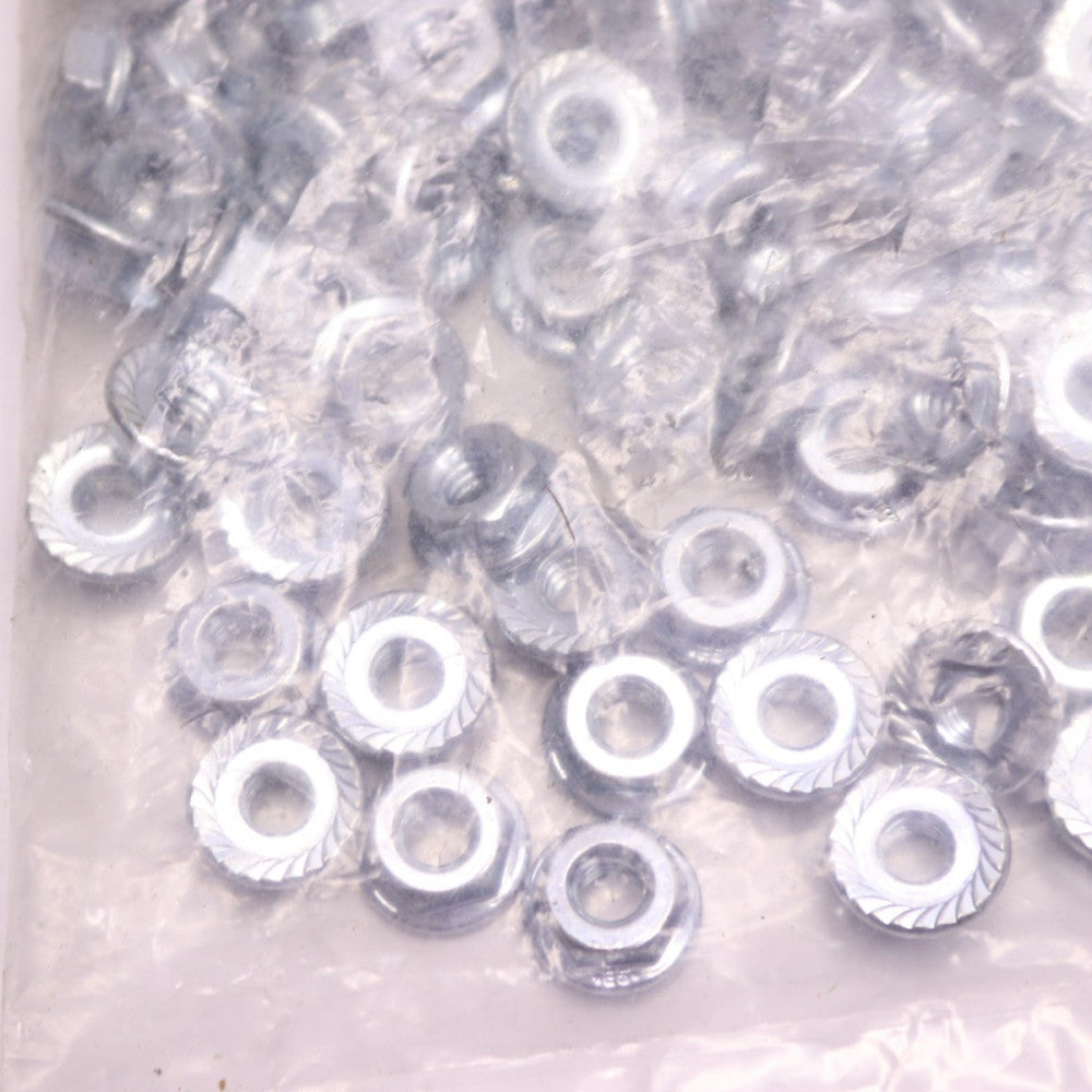 (100-Pk) Flange Nut Zinc-Plated Grade 5 20tpi 1/4"