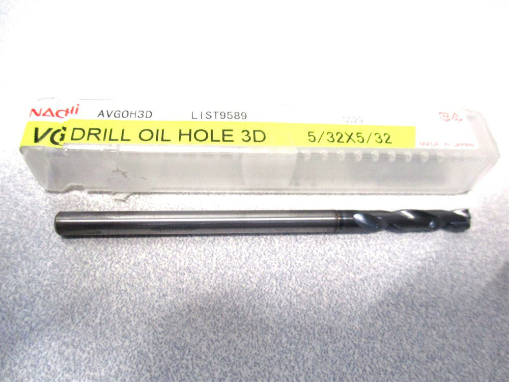 Nachi (1406500) 5/32" x 72mm OAL 2-Flute Carbide Coolant Thru VG Oil Hole Drill