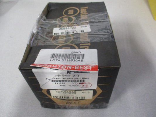 (211299P) 1/2-13 UNC 2" OAL Alloy Steel Hex Socket 82° Flat Cap Screw - Qty 38