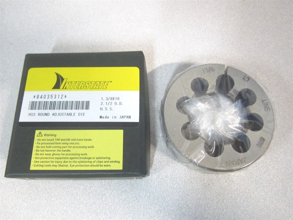 (315-1561) 1-3/8-10 High Speed Steel Right Hand Thread Adjustable Round Die 