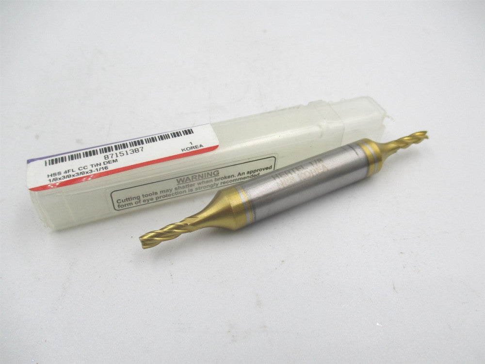 (E8053008) 1/8'' x 3/8'' x 3/8'' x 3-1/16'' OAL 4 Flutes HSS Square End Mill 