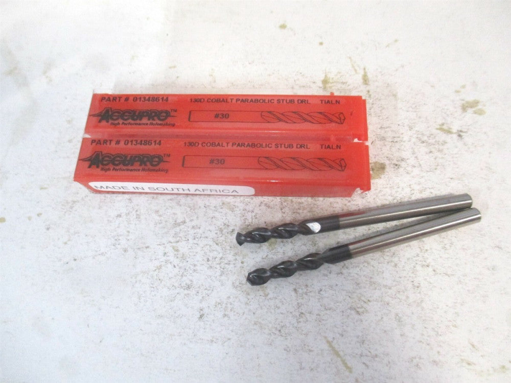 (1630326A-AC) #30 130° Parabolic Flute Cobalt Screw Machine Drill Bit - Qty 2 